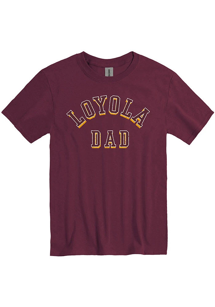 Loyola Ramblers Maroon Dad Number One Design Short Sleeve T Shirt