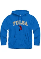 Tulsa Golden Hurricane Mens Blue Arch Mascot Logo Long Sleeve Hoodie