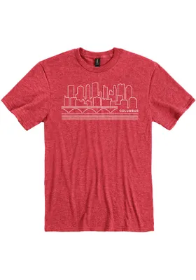 Columbus Heather Red Skyline  Short Sleeve T-Shirt