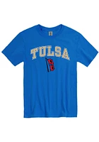 Tulsa Golden Hurricane Blue Arch Mascot Short Sleeve T Shirt