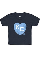 Rally Kansas City Monarchs Youth Navy Blue Heart Graphic Short Sleeve T-Shirt