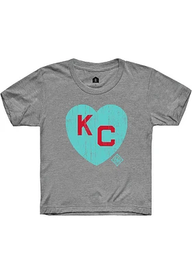 Rally Kansas City Monarchs Youth Grey Love Design Short Sleeve T-Shirt