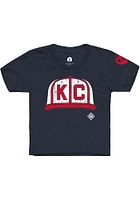 Rally Kansas City Monarchs Youth Navy Blue Cap Graphic Short Sleeve T-Shirt