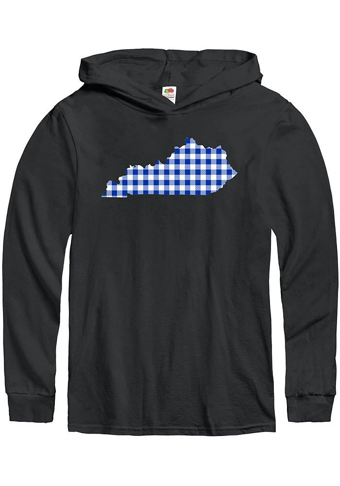 Kentucky Mens Black Buffalo Plaid State Long Sleeve Hoodie