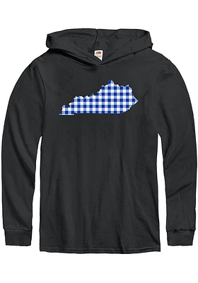 Kentucky Mens Black Buffalo Plaid State Long Sleeve Hoodie