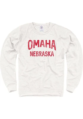 Omaha Mens Oatmeal Arch Wordmark Long Sleeve Crew Sweatshirt
