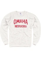 Omaha Mens Oatmeal Arch Wordmark Long Sleeve Crew Sweatshirt