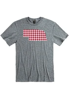 Nebraska Graphite Plaid State Shape Short Sleeve Fashion T Shirt