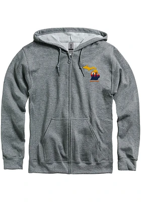Michigan Mens Graphite State Shape Long Sleeve Full Zip Jacket