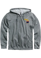 Michigan Mens Graphite State Shape Long Sleeve Full Zip Jacket