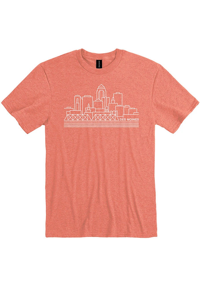 Des Moines Orange Skyline Short Sleeve Fashion T Shirt