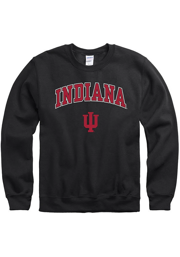 Indiana Hoosiers Mens Black Arch Mascot Graphic Long Sleeve Crew Sweatshirt