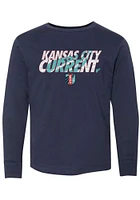 Rally KC Current Youth Navy Blue River Wordmark Long Sleeve T-Shirt