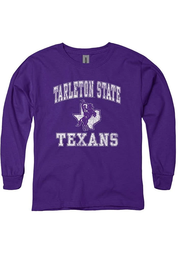 Tarleton State Texans Youth Purple Primary Logo Long Sleeve T-Shirt