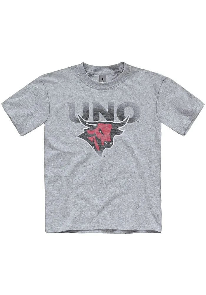 UNO Mavericks Youth Grey Primary Logo Short Sleeve T-Shirt