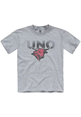 UNO Mavericks Youth Grey Primary Logo Short Sleeve T-Shirt