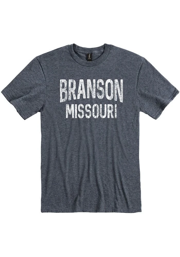 Branson Navy Blue Arch Wordmark Short Sleeve Fashion T Shirt
