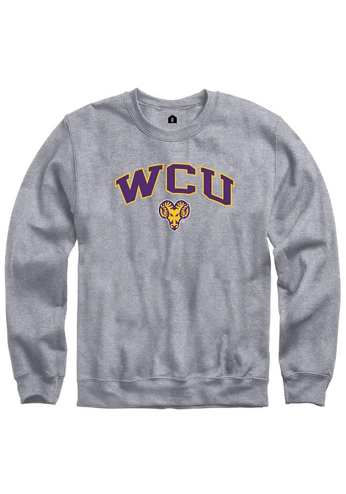 Rally West Chester Golden Rams Mens Grey Arch Mascot Long Sleeve Crew Sweatshirt