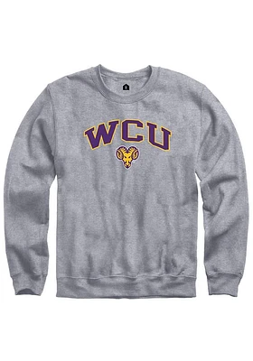 Rally West Chester Golden Rams Mens Grey Arch Mascot Long Sleeve Crew Sweatshirt