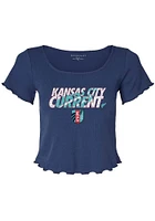 Rally KC Current Womens Navy Blue Wave Short Sleeve T-Shirt