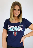 Rally KC Current Womens Navy Blue Wave Short Sleeve T-Shirt