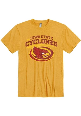 Iowa State Cyclones Gold Number One Graphic Distressed Short Sleeve T Shirt