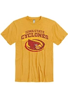 Iowa State Cyclones Gold Number One Graphic Distressed Short Sleeve T Shirt