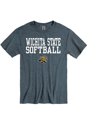 Wichita State Shockers Charcoal Softball Short Sleeve T Shirt