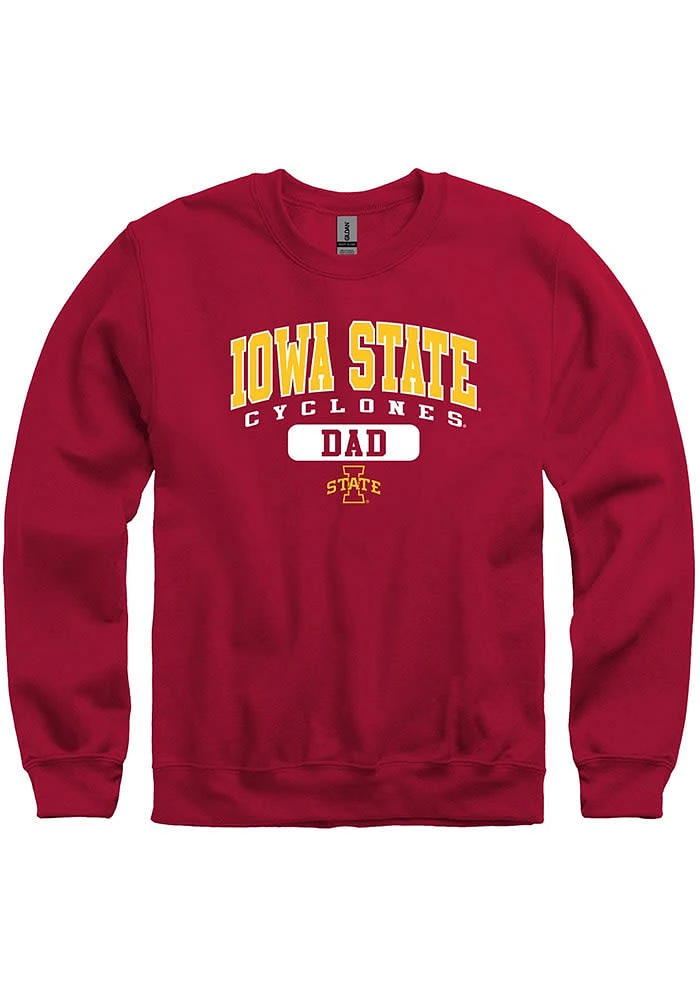 Iowa State Cyclones Mens Crimson Dad Pill Long Sleeve Crew Sweatshirt