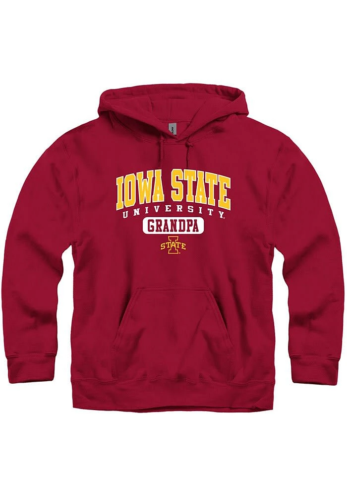 Iowa State Cyclones Mens Crimson Grandpa Pill Long Sleeve Hoodie