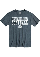Central Oklahoma Bronchos Grey Softball Short Sleeve T Shirt