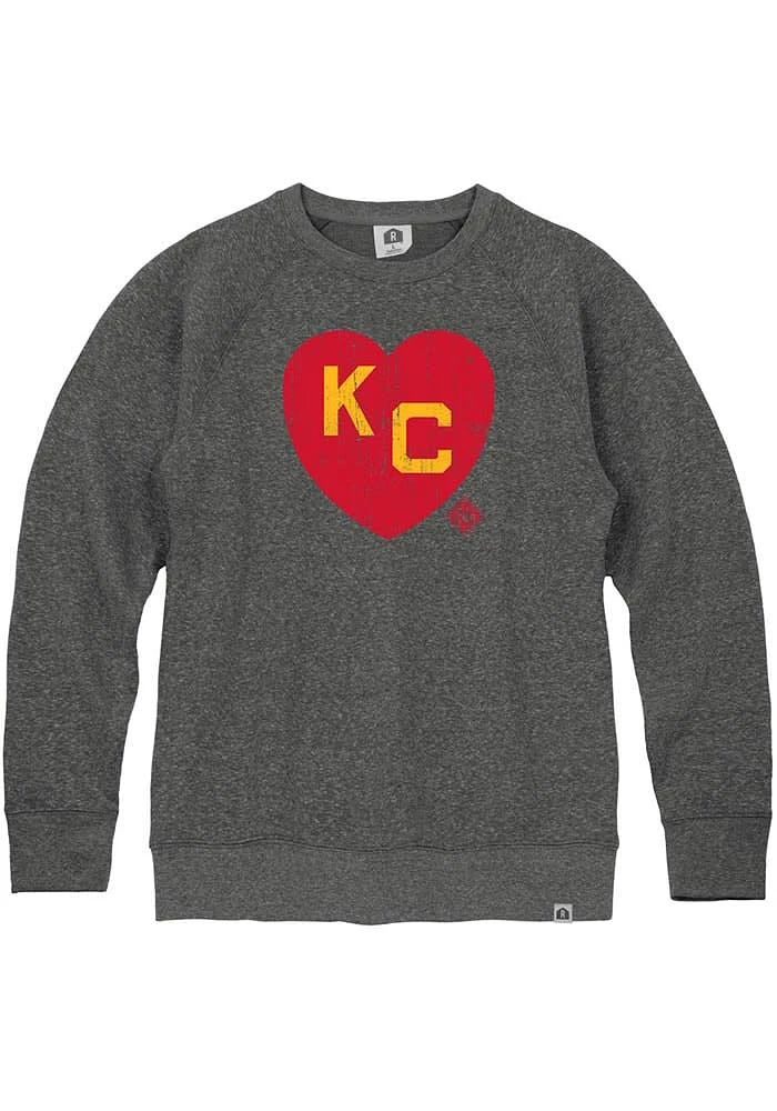 Rally Kansas City Monarchs Mens Contrast Heart KC Long Sleeve Fashion Sweatshirt