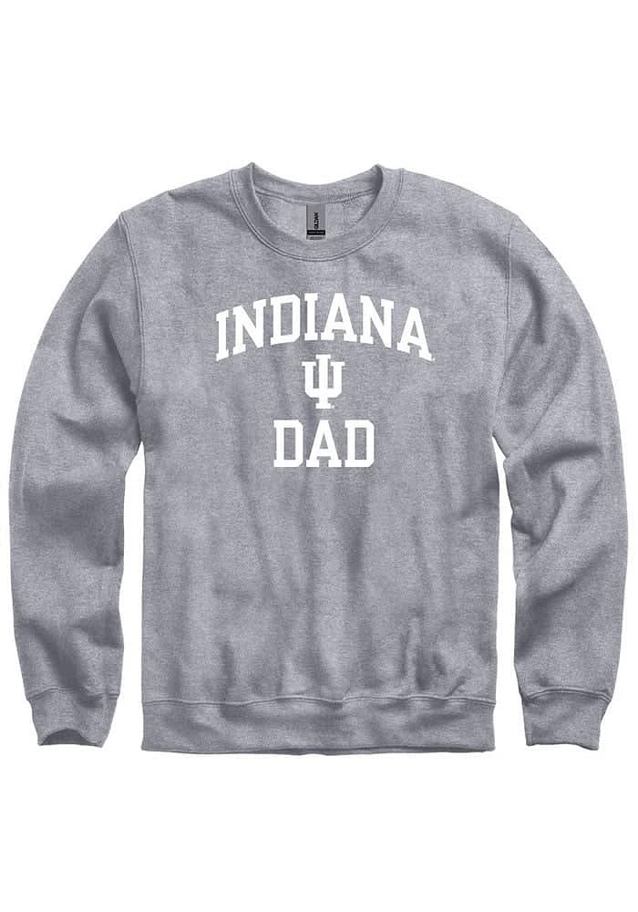 Indiana Hoosiers Mens Grey Dad Number One Graphic Long Sleeve Crew Sweatshirt