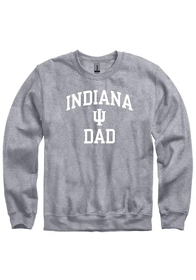Indiana Hoosiers Mens Grey Dad Number One Graphic Long Sleeve Crew Sweatshirt