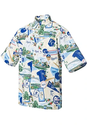 Reyn Spooner Kansas City Royals Mens Tan Hometown Scenic Short Sleeve Dress Shirt