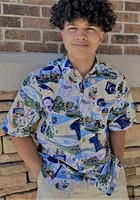 Reyn Spooner Kansas City Royals Mens Tan Hometown Scenic Short Sleeve Dress Shirt