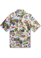 Reyn Spooner Texas Rangers Mens White Scenic Button Front Short Sleeve Dress Shirt