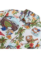 Reyn Spooner Texas Rangers Mens White Scenic Button Front Short Sleeve Dress Shirt