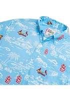 Reyn Spooner St Louis Cardinals Mens Light Blue Kekai Performance Short Sleeve Dress Shirt