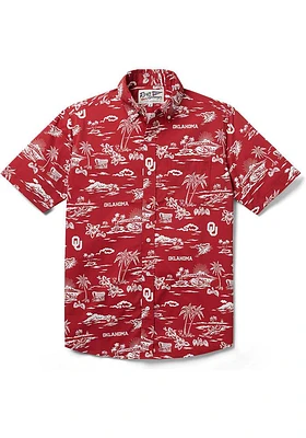 Reyn Spooner Oklahoma Sooners Mens Red Kekai Short Sleeve Dress Shirt