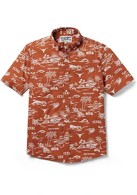 Reyn Spooner Texas Longhorns Mens Burnt Orange Kekai Short Sleeve Dress Shirt