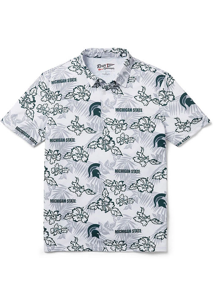 Reyn Spooner Michigan State Spartans Mens White Pua Short Sleeve Fashion Polo