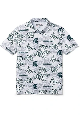 Reyn Spooner Michigan State Spartans Mens White Pua Short Sleeve Fashion Polo