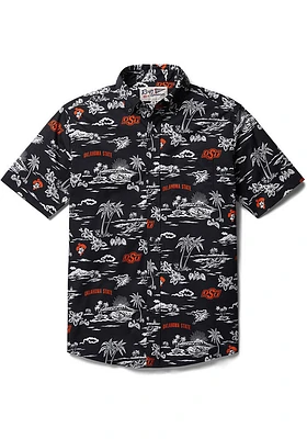 Reyn Spooner Oklahoma State Cowboys Mens Black Kekai Short Sleeve Dress Shirt