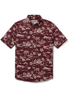 Reyn Spooner Texas A&M Aggies Mens Maroon Kekai Design Short Sleeve Dress Shirt