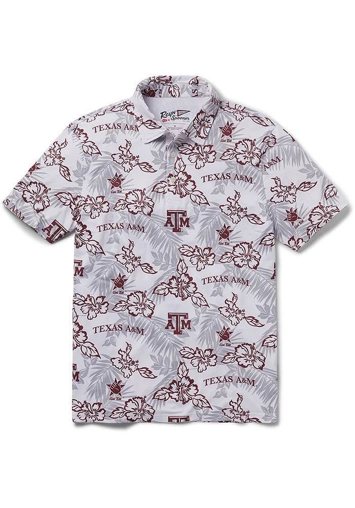 Reyn Spooner Texas A&M Aggies Mens White Pua Short Sleeve Fashion Polo