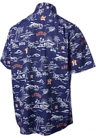 Reyn Spooner Houston Astros Mens Navy Blue Kekai Short Sleeve Dress Shirt