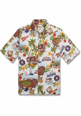 Reyn Spooner Houston Astros Mens White Scenic Short Sleeve Dress Shirt