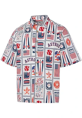 Reyn Spooner Houston Astros Mens White Americana Short Sleeve Dress Shirt
