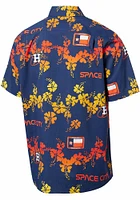 Reyn Spooner Houston Astros Mens Navy Blue City Connect Button Front Short Sleeve Dress Shirt